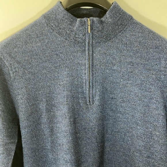 Patrick Assaraf Navy Blue 1/4 Zip Sweater. Size is Medium. Excellent used cond - Picture 5 of 13